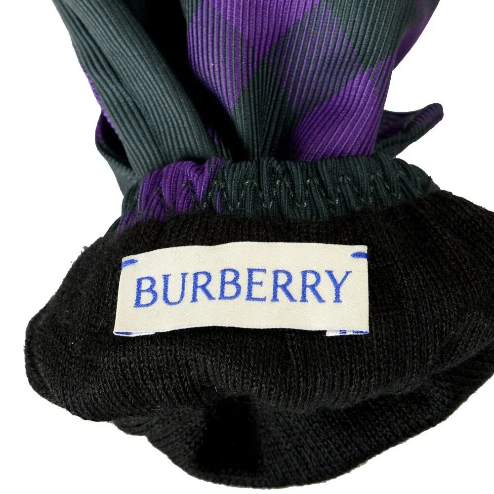 Burberry "LG Check Nylon Glove" Deep Royal IP Check Gloves Sz S - Picture 3 of 4